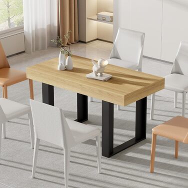 Розсувний обідній стіл 120-160 см, сучасний дерев&39яний обідній/кухонний стіл для 2-6 осіб, довгий розсувний обідній стіл, великий конференц-стіл для вітальні/їдальні (натуральний)