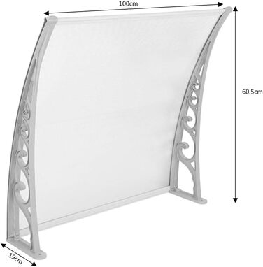 Вхідний навіс, дах, тент з полікарбонату, міцний, дах, захист від дощу та ультрафіолетового випромінювання, шатер (60 x 100 см (білий) 60*100 см (білий)