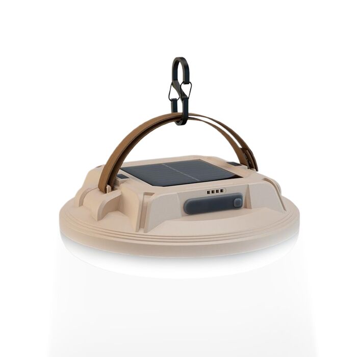 Сонячні ліхтарі для кемпінгу світлодіодні вуличні ліхтарі для походів Акумуляторний водонепроникний сонячний ліхтар із 4 режимами освітлення, портативний підвісний дизайн, використання для намету, риболовлі, роботи, бежевий