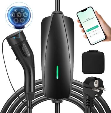 Зарядний пристрій для електромобілів EVJUICION, управління через додаток, зарядний пристрій для електромобілів типу 2 Schuko 8-16