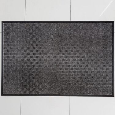 Килимок Ultralux преміум-класу для використання всередині та зовні приміщень, 90 x 60 см, поглинаючий та міцний килимок для дверей з нековзною водонепроникною гумовою основою для місць з високою прохідністю, темно-сірий, 60 x 90 см (прямокутний)
