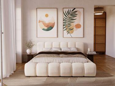 Ліжко GRAINGOLD Doria 180x200, М&39яке ліжко з ящиком для зберігання, Велюр, з рейковим каркасом, з узголів&39ям, без матраца (Кремовий, 180x200) Кремовий 180x200