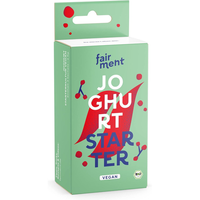 Для виробництва веганського йогурту - Make Yoghurt Yourself - містить 3 пакетики йогуртової закваски для виробництва до 30 шт. 1 літра кокосового йогурту, соєвого йогурту