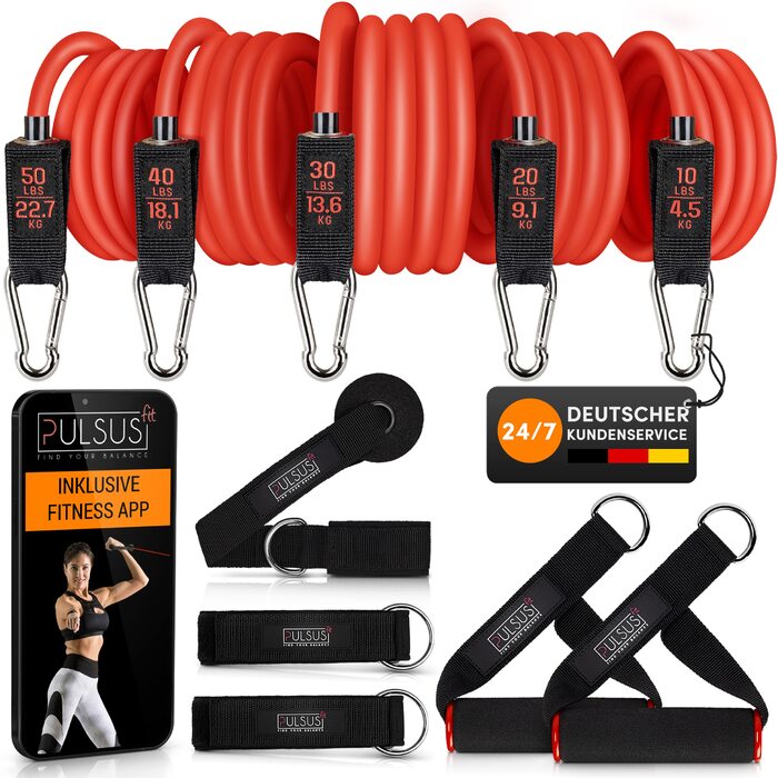 Набір фітнес-еспандерів еспандери для силових тренувань, допомоги при підтягуваннях та домашніх тренувань У комплекті додаток для відео вправ Еспандер з ручками, кріплення для дверей, ремінці для ніг та сумка