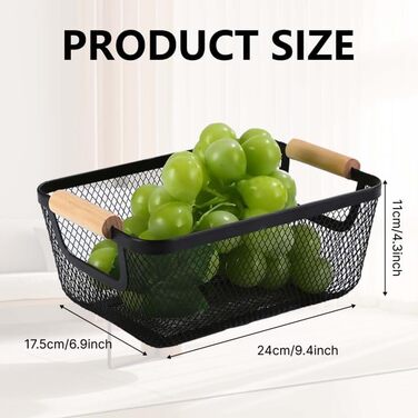 Дротяні кошики, 2 шт. металеві кошики, кошики для зберігання, кухонний кошик з дерев&39яними ручками, підвісний органайзер для фруктових кошиків, багатофункціональні сітчасті металеві кошики, полиці-кошики для кухні, комори, ванної кімнати, спальні