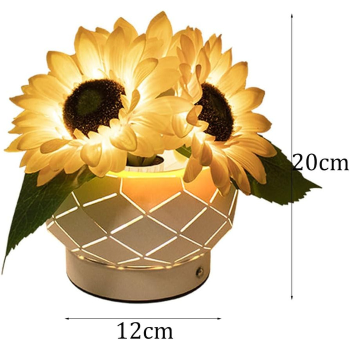 Соняшники Настільна лампа світлодіодна 3 головки Соняшник Лампа з регульованою яскравістю Нічне світло Type-c Акумуляторні приліжкові лампи Імітація квітів Декор столу Настільні світильники для дітей, офісу, вітальні