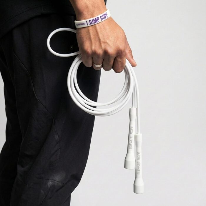 Професійна скакалка з міцного ПВХ з нейлоновою серцевиною - 5 мм - Максимальна довжина 3 метри - Надзвичайно міцні ручки, чорний/білий