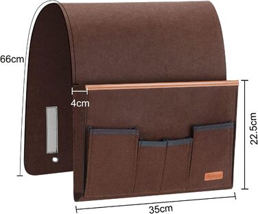 Органайзер для дивана, тримач для пульта дистанційного керування, приліжкова сумка з протиковзкою тумбочкою для зберігання телефону, журналів, книг, окулярів - кава