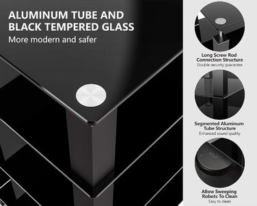 Стійка під телевізор Hi-Fi полиця Аудіо шафа скло та алюміній 600x455x770 мм 600*455*770 мм