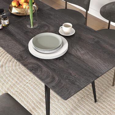 Розсувний прямокутний обідній стіл HOMCOM для 6-8 осіб з дерев&39яним виглядом, розсувними поручнями та замками, обідній стіл, сірий, 120-160 см, сірий 160Д x 75Ш x 77В см