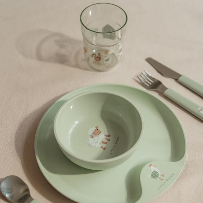 Дитячий набір посуду, 6 предметів Mepal Mio Дитячий посуд Включає дитячу склянку, дитячу тарілку, дитячу миску та дитячі столові прибори Можна мити в посудомийній машині та не містить BPA 6 предметів Little Farm