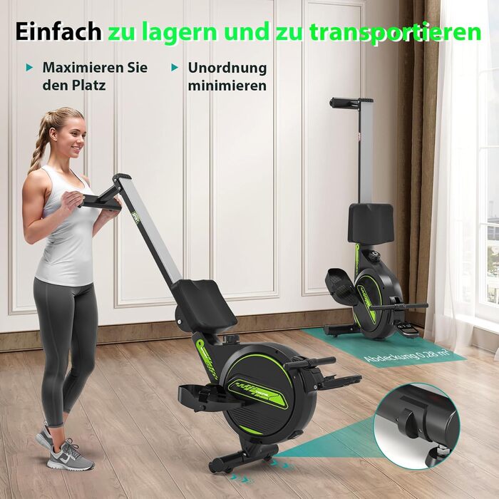 Тестова версія 2026 року Домашній гребний тренажер з магнітним фітнес-тренажером, гребний тренажер з 16 рівнями опору, обладнання для домашнього спортзалу, кардіотренажер, вантажопідйомність 160 кг з РК-монітором H300