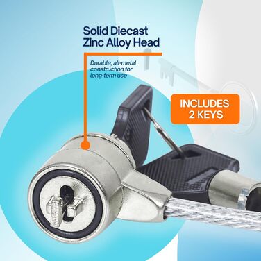 Замок для ноутбука Manhattan з тросом сталевим (1,4 м) та ключем 440271, 1,4 м сталевий трос