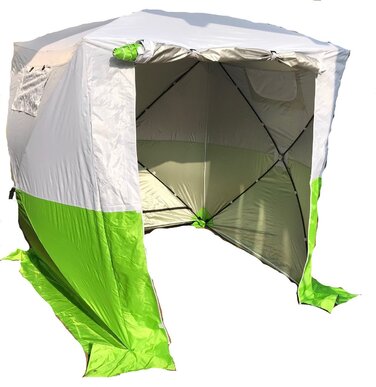 Монтажний намет, намет для будівельного майданчика, розміри 1,90 x 1,90 x 2,00 м, водонепроникний, стійкий до атмосферних впливів, швидкозбиральний, виготовлений з поліестеру, зелено-білий, для використання на вулиці та роботи, від німецького виробника з 