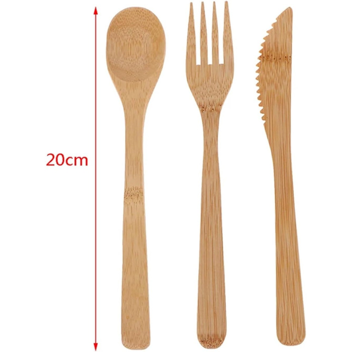 Загальний 1 набір бамбукових столових приборів для подорожей, виделка, ніж, ложка, багаторазові кухонні інструменти з дерева