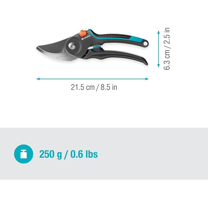 Садові ножиці Gardena PremiumCut Pro, обхідний розріз, для свіжої деревини, діаметр різу 24 мм, ергономічні ручки, леза PowerCoating, виготовлені в Німеччині (12251-20) Свіжа деревина 24 мм