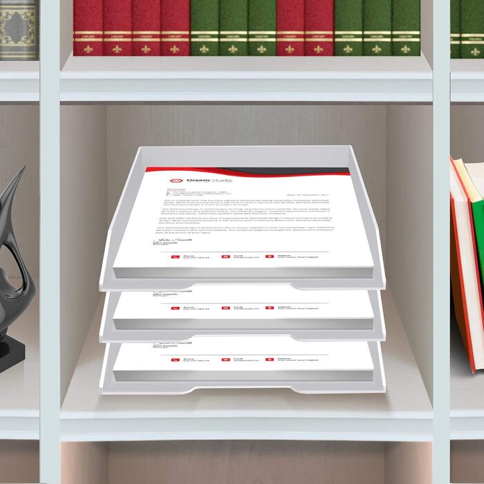 Лоток для листів Acrimet, що штабелюється, формату A4, одинарний пластиковий лоток для документів із фронтальним завантаженням для офісу (білий) ()