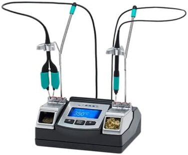 Мініатюрне мікрозварювання ESTACION, що складається з паяльника, затискача для паяльної стрічки та JBC nast-2b