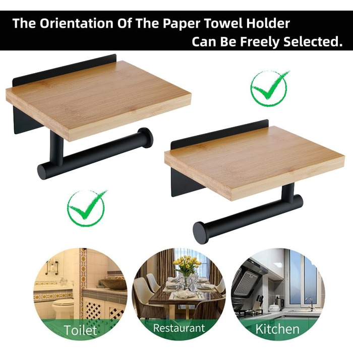 Головна сторінкаХенг Тримач для туалетного рушника з поличкою з натурального бамбука Тримач для туалетного рушника з нержавіючої с