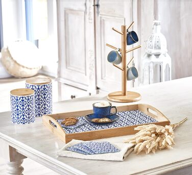 Банка для зберігання Zeller 19819 Марокко, 900 мл, керамічна, синьо-біла, приблизно Ø 11 x 15,3 см 11 x 6 см Синьо-білий