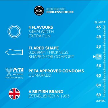 Презервативи EXS, ароматизовані, латексні з силіконовим лубрикантом, веганські, 12 шт