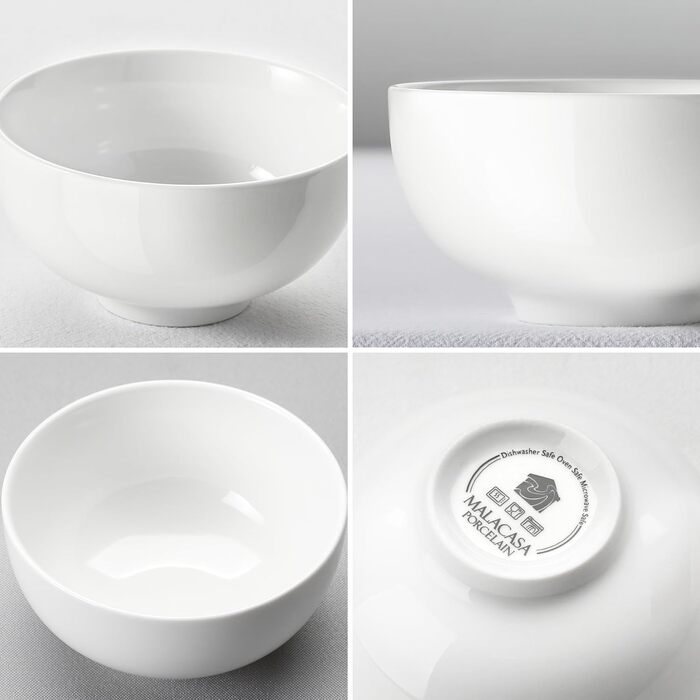 Серія звичайна, 8 шт. порцеляновий крем-білий набір пластівців, миска для супу 300 мл, миска для закусок десертна миска для салату