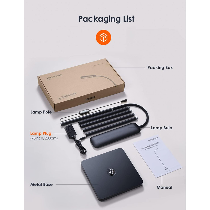 Світлодіодний торшер ALongDeng, яскраві торшери для вітальні, підлоговий світильник для читання з регулюванням яскравості, гнучка