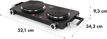 Електрична подвійна конфорка Klarstein Cookorama, 2250 Вт, маса варильних поверхонь 150/180 мм Ø, світлові індикатори, ручки для захоплення, 5 рівнів, варильна поверхня, кемпінг, чорний чорний 2250 Вт