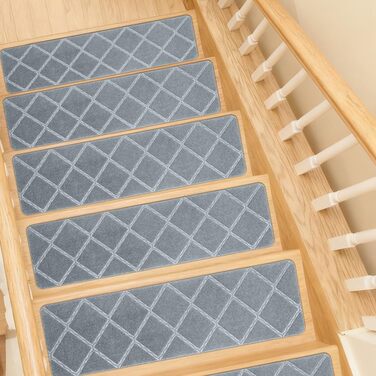 Килимки для сходів, 15 шт. , самоклеючі, для внутрішнього використання, 55 см x 19 см, протиковзкі, можна різати, для захисту домашніх тварин, людей похилого віку та дітей (світло-сірі)