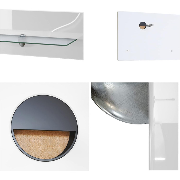 Настінна полиця Vladon Bari, зроблена в Німеччині, глянцевого чорного кольору - Сучасна плаваюча полиця (146 x 20 x 19 см) 146 см Глянцевий чорний колір