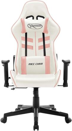 Геймерське крісло, біла та рожева штучна шкіра