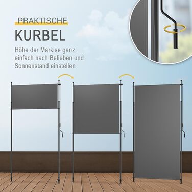 Тент Sol Royal Clamp, вертикальний тент для зовнішнього використання 200x310 см, захист від сонця та конфіденційності, балконний тент, свердління не потрібне вітрозахисний для саду або патіо, ручний, антрацит, водонепроникний, KM5 200 см антрацит