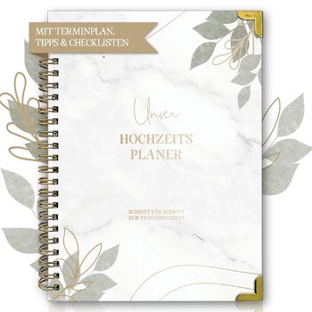 Весільний планувальник німецькою мовою для великого дня, 160 сторінок з розкладом, контрольними списками, часовим графіком та порадами, весільна книга з календарем, чудовий подарунок на заручини - DIN A4 Modern (німецька)