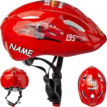 Дитячий шолом / велосипедний шолом - мотив для хлопчиків - розмір 52-56 - приблизно від 3 до 15 років - вкл. ім'я - розміри регулю