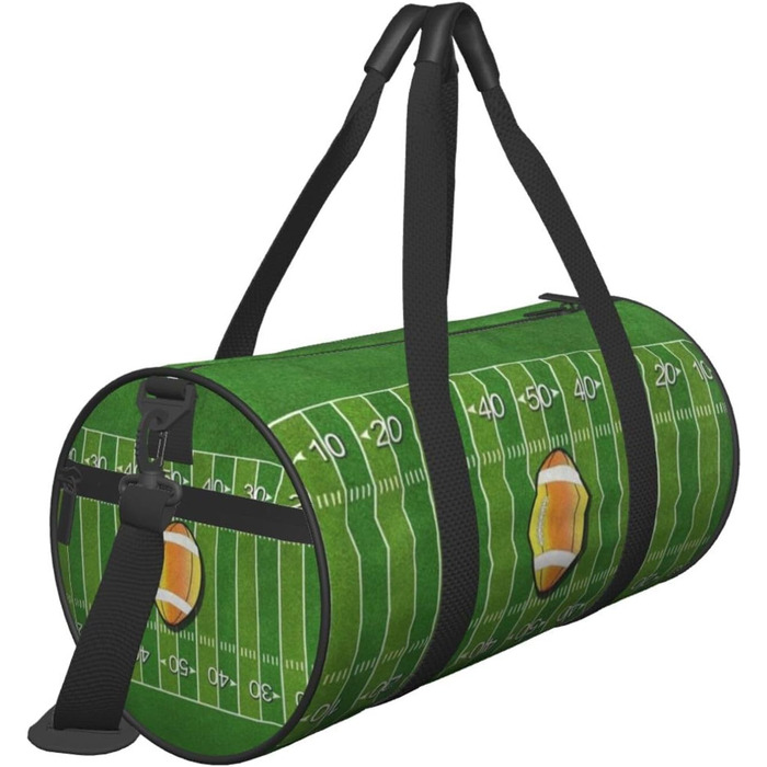 Дорожня сумка з принтом губ у чорно-білу смужку, кругла форма, великий об'єм, легка та міцна, ідеальний подарунок для походів, відпустки, ділових поїздок та іншого, з дизайном американського футбольного поля