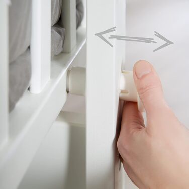 Дитяча колиска roba 40 x 90 см з дерева - Лисиця та Зайчик - Колиска та колиска з колесами - Комплект ліжка з функцією блокування - Включає текстильне обладнання - Дерево біле / Лисиця та Зайчик