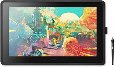 Планшет Wacom Cintiq 16 Creative Pen Display Tablet (для ескізів, ілюстрацій і малювання безпосередньо на екрані, з дисплеєм Full HD (1 920 x 1 080), підходить для Windows і Mac), чорний (22 дюйми, набір з 10 стандартних наконечників)