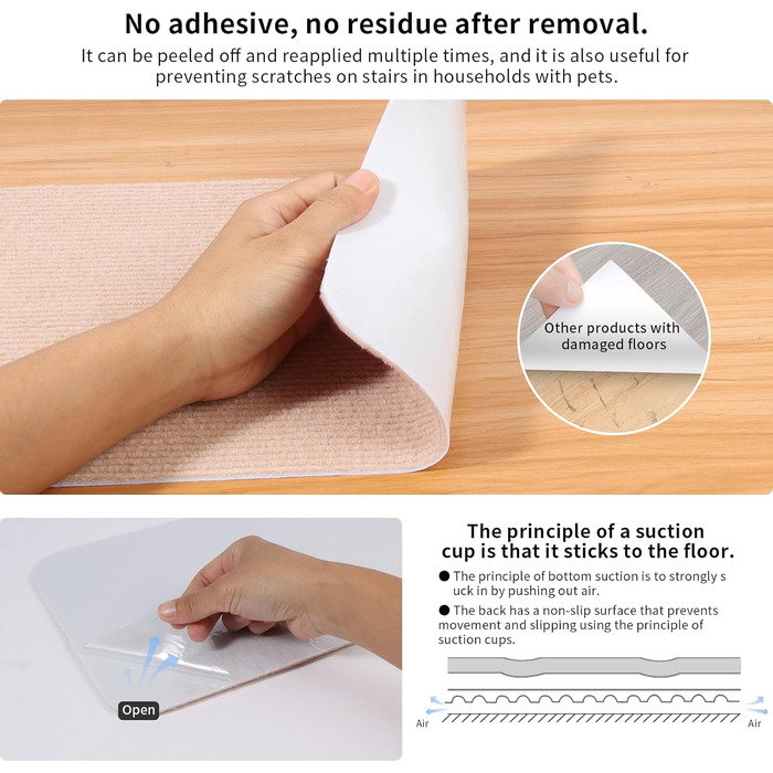 Килимки для сходів, 15 шт. , самоклеючі килимки для сходів з масиву дерева, плитки, мармуру, протиковзкий килимок для сходів, звукопоглинальний, прямокутний килимок для сходів 70x22 см (бежевий)