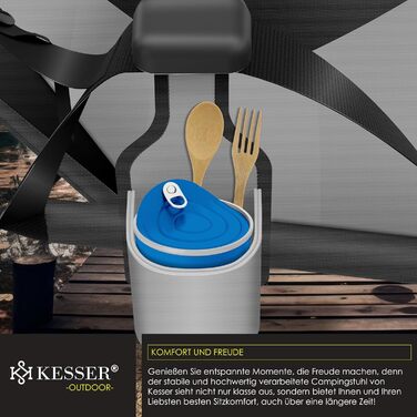 Складане крісло для кемпінгу KESSER, крісло-гойдалка (до 160 кг) Рибальське крісло, складне крісло, з м&39якою підкладкою та високою спинкою У комплекті ліхтарик для кемпінгу та тримач для напоїв Пляжне крісло з функцією гойдання, сірий/чорний