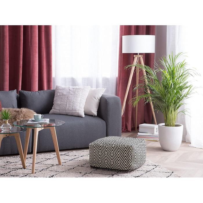 Пуф-табурет Beliani з сидінням у чорно-білому візерунку, бавовняний Mukki