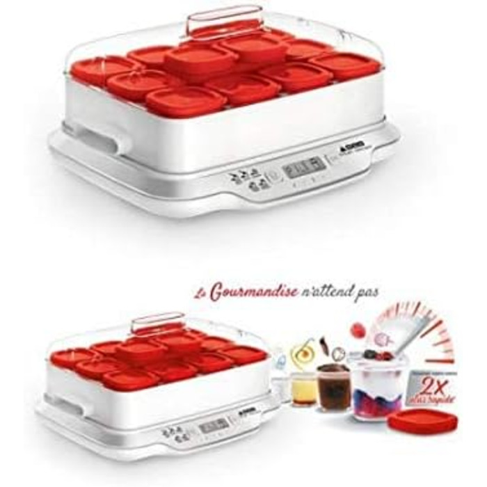 Експрес йогуртниця Multidelices на 12 баночок, біла/червона 12 баночок червона, 661500