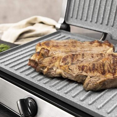 Електричний гриль Cecotec RocknGrill 2400 UltraRapid, 2400 Вт, покриття RockStone, розкладка на 180, плаваюча верхня панель, піддон для жиру, регулювання температури