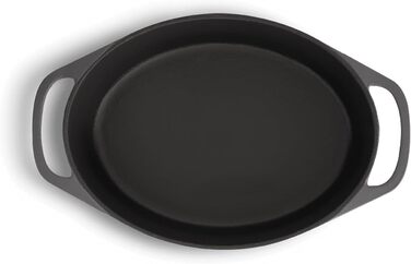 Кокотниця з кришкою, сіра, овальна, 33 см, 6,5 л, чавунна жаровня, індукційна каструля. 33 см сіра