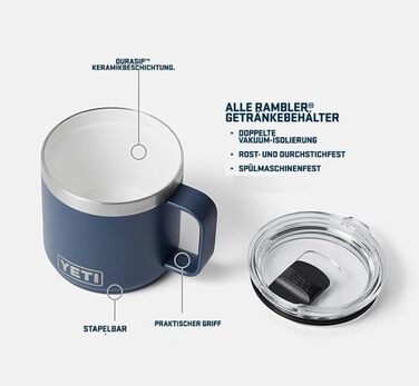 Штабельована кружка YETI Rambler з керамічним покриттям DuraSip, колір Rescue Red, 414 мл