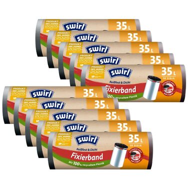 Пакетів для сміття з фіксуючою стрічкою Swirl Fixing Tape 35 л (10 шт./рулон), 10