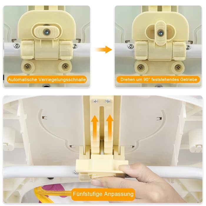 Складані дитячі ходунки Homewell 2-в-1 з сонцезахисним тентом та ручкою для штовхання, регульована висота в 5 положеннях, ходунки з музичною та активною дошкою, дитячі ходунки, діти 624 місяці (хакі)