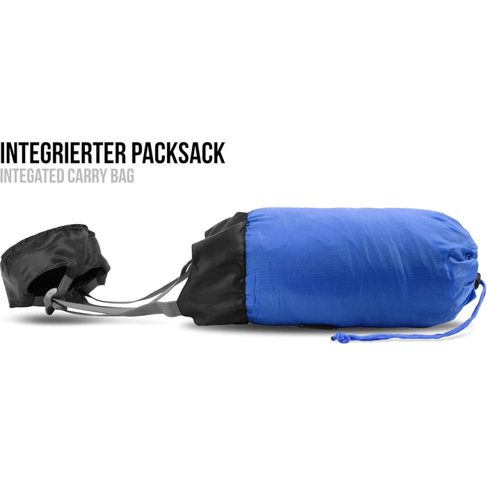 Ультралегкий спальний мішок normani Runty КОМПАКТНИЙ РОЗМІР Наповнювач з 3D мікрофібри Microtech, водонепроникний літній спальний мішок темно-синього кольору 210 см x 75 см x 60 см (правий)