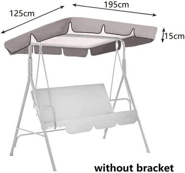 Сонцезахисний змінний навіс FIYSON 195x125x15 см для  3-місних гойдалок з  покриттям Erastz Cover та  водовідштовхувальним ефектом та захистом від ультрафіолету
