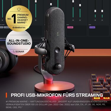 Мікрофон SteelSeries Alias USB для ПК - в 3 рази більша капсула для ігор, потокового мовлення та подкастингу - шумозаглушення зі ш