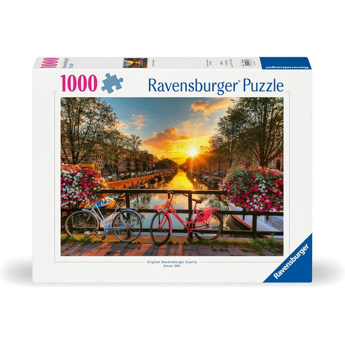 Пазл Ravensburger 12000662 - Велосипеди в Амстердамі - пазл на 1000 елементів для дорослих і дітей від 14 років, міський пазл Амст